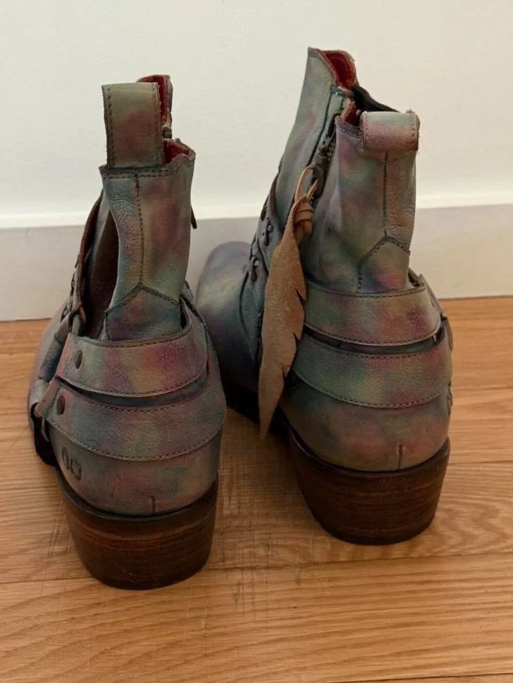 Iridescent Multicolor Western Ankle Boots for Women